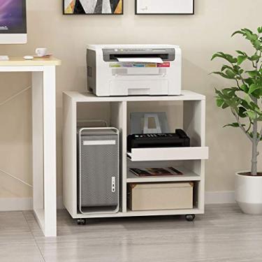 Imagem de SUNESA Suporte de impressão rack de impressora de madeira rack de armazenamento removível doméstico livros e revistas computador desktop CPU case rack de armazenamento escritório armário lateral