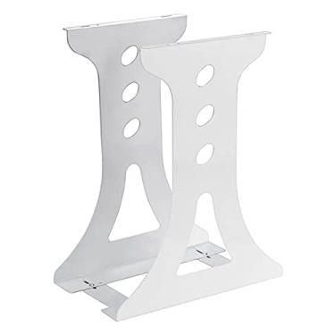 Imagem de Suporte para CPU sob a mesa, suporte de PC, largura ajustável, suporte de torre de PC, suporta até 20 kg, suporte preto e branco (cor: branco)