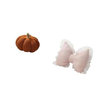 Imagem de Fenteer Almofada de Pelúcia com Laço de Abóbora de Halloween, Almofada Decorativa para Sofá, Cama, Quarto, Sala de Estudo, Cadeira de Escritório, Decoração Mo