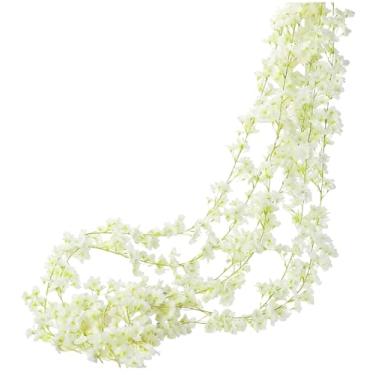 Imagem de Corrente De Cerejeira Artificial 135 Folhas Trepadeira Folhagem 180cm Decoração Flor Pessegueiro(Branco)