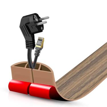 Imagem de Capa de cabo de piso autoadesiva, gerenciamento de cabos de 9 m, protetor de faixa de extensão para fios, evita viagens de cabos para escritórios, academias, exposições. Cavidade: 1,2 cm (L) x 0,35 (A