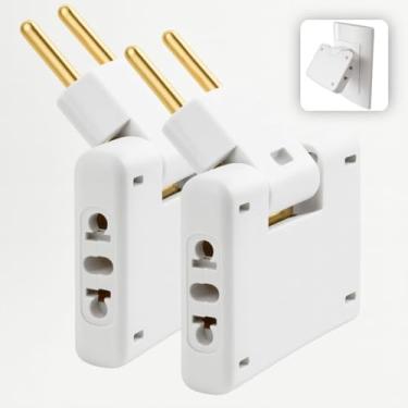 Imagem de Adaptador de Tomada T Articulado – 10A e 20A – Até 250V – Bivolt 110V/220V – T - Plugue Benjamin Premium – Articulado e Seguro -Adaptador Flexível para Esconder Atrás do Móvel