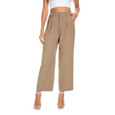 Imagem de Calças femininas FUNYYZO, folgadas, plissadas na frente, perna larga, 