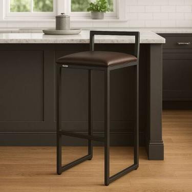 Imagem de Banqueta Bistro Quadrada Gourmet Casa Cozinha Bar - Loja Béle, Marrom