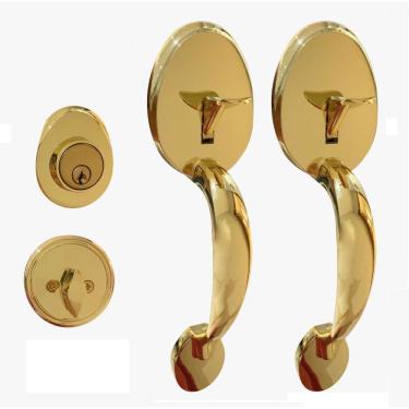 Imagem de Fechadura Retrô Alça Dupla Blim Blim Dourado Ouro Brilhante