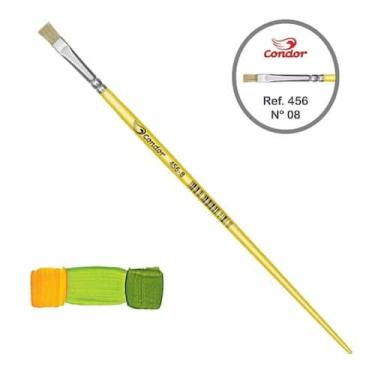Imagem de Pincel Chato 08 Condor - Cabo Amarelo para Pintura Detalhada