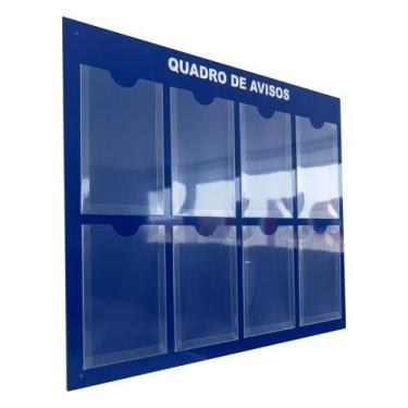 Imagem de Quadro Avisos Gestão Á Vista 8 Displays A4 ACM Azul Organização Profis