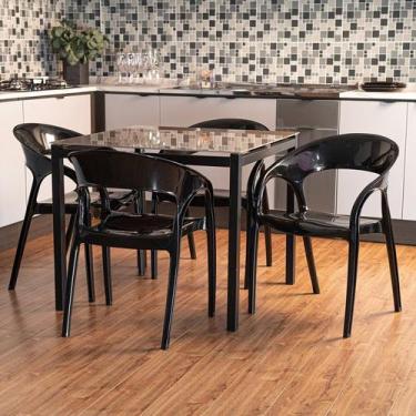 Imagem de Conjunto 8 Cadeiras de Plástico Polipropileno Empilhável Glass Plus - 