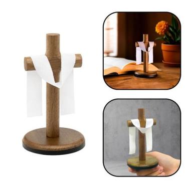 Imagem de Crucifixo Cruz de Mesa e Parede Jesus Ressuscitado Madeira 13 cm - Can
