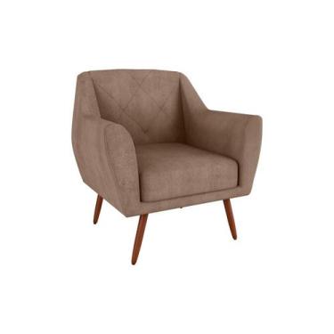 Imagem de Poltrona Cadeira Decorativa Pés Palito Veneza Matrix, BOUCLE MARROM