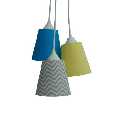 Imagem de Lustre PendenteTeto Chevron Cinza, Turquesa E Amarelo Bivolt