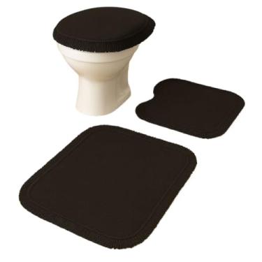 Imagem de Tapete para Banheiro, Kit Tapete Banheiro 3 Peças, 42×45cm,Confortável Sob Os Pés, Esteticamente AgradáVel e DuráVel tapete banheiro,tapete para banheiro(PRETO-LISO-B)