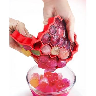 Imagem de Bandeja de silicone para cubos de gelo – Molde quadrado de 37 cavidades, antiaderente e durável para facilitar a fabricação de gelo, perfeita para bebidas vermelhas LCC1265-01