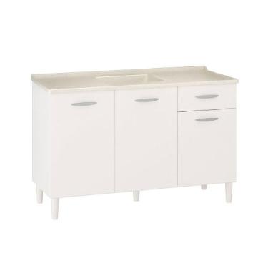 Imagem de Conjunto Balcão de Cozinha Com Pia Granitada 3 Portas 1 Gaveta Poquema