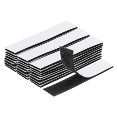 Imagem de Generic 24 conjuntos de tiras de gancho e laço com adesivo 2 x 10 cm fita dupla face gancho e laço de nylon autoadesivo para carro de escritório em casa, preto