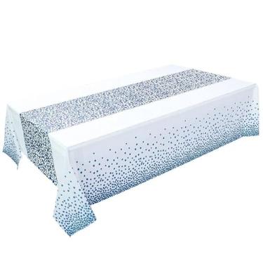 Imagem de Toalha de mesa conveniente à prova de óleo, toalha de piquenique descartável de plástico para mesa de festa (azul)