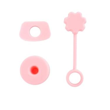 Imagem de Pacote com 3 tampas de silicone à prova de vazamento - tampões universais à prova de derramamento e tampas de palha, vedação de grau alimentício