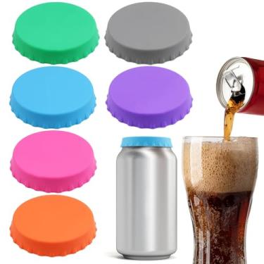 Imagem de Pacote com 6 tampas de silicone para latas de refrigerante – Capas reutilizáveis para refrigerantes, cerveja e bebidas – sem BPA, serve em latas padrão – perfeitas para suco, coca-cola e muito mais