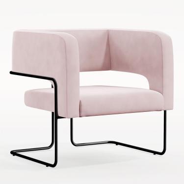 Imagem de Poltrona Decorativa Scarlett D02 Base de Aço Preto Veludo Rosê C-305 - Lyam Decor