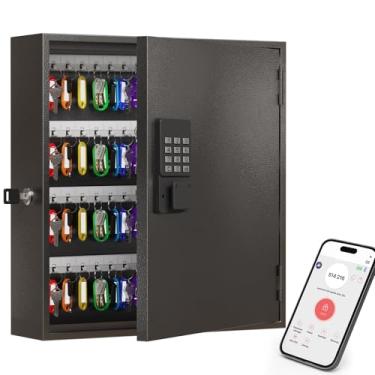 Imagem de WeHere Caixa de bloqueio de chave inteligente, armário de chave montado na parede com 120 etiquetas de chave, controle de aplicativo Bluetooth, OTP e desbloqueio de senha, desbloqueio remoto Wi-Fi