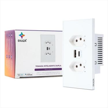 Imagem de Tomada Inteligente Dupla Vênus Ekaza Branco Alexa Google