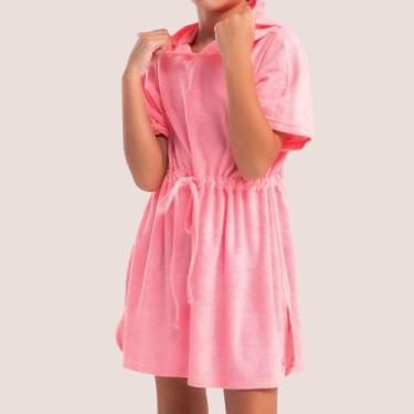 Imagem de Saída de Praia Infantil Atoalhada com Capuz - She, Rosa, 8