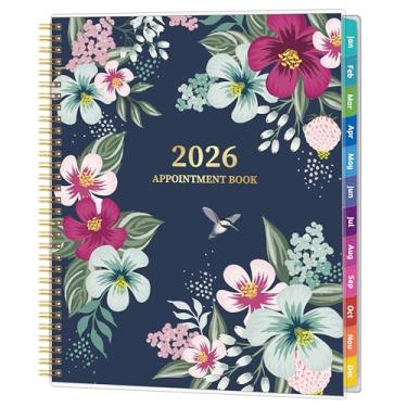 Imagem de Agenda de compromissos 2026 - janeiro a dezembro de 2026, agenda de compromissos com distribuição semanal e mensal, 21 x 27 cm, grande, incrementos de 15 minutos, agenda diária 2026 com bolsos, abas