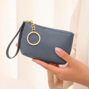 Imagem de Carteira de pulso texturizada, mini porta-moedas com alça removível, bolsa portátil compacta, Azul, Tendência