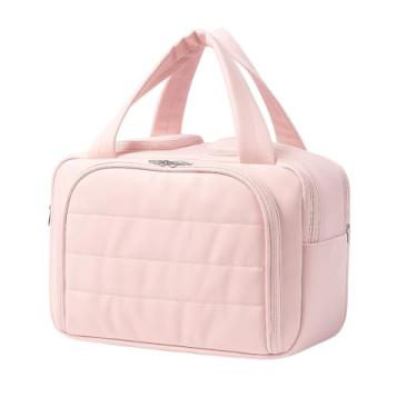 Imagem de Necessaire Bolsa de Maquiagem Feminina Grande, bolso Impermeável com Múltiplos Compartimentos, Ideal para Viagens (Rosa)
