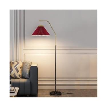 Imagem de Luminária de chão Abajur vermelho para sala de estar, luminária mesa vertical, chão para quarto com base ferro