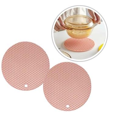 Imagem de Descanso de Panela Silicone Suporte Apoio Protetor Mesa Redondo Silicone Flexível 17cm (Salmão, 2 Peças)