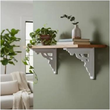 Imagem de Mão francesa de madeira 2 peças - Rupestre Art Madeira, Branco, 20cm