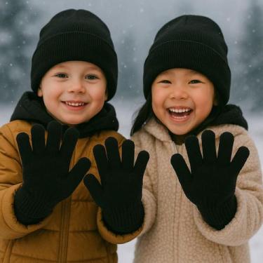 Imagem de Kit Infantil Touca e Luva Confortável Para Inverno Frio Menino Menina 