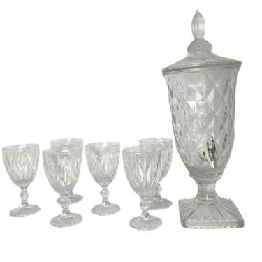 Imagem de Decantadores de Bebidas 2 litros + 6 copos 340ml sofisticação em vidro transparente (KIT SUQUEIRA + TAÇAS)