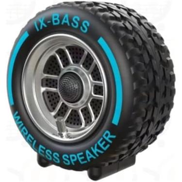 Imagem de Caixa de Som Protátil Tws Bluetooth FM USB Formato de Roda - AZUL