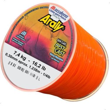Imagem de Linha Araty Best Cast Monofilamento Nylon Cor Laranja Para Pesca Espor