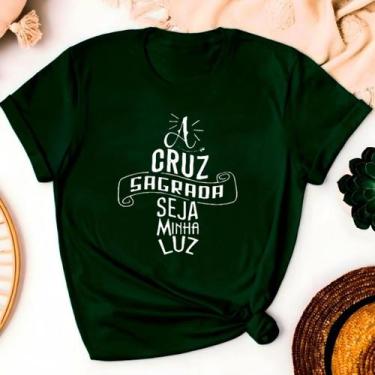 Imagem de T-shirt Blusa Linda A Cruz Sagrada Seja Minha Luz Camiseta Feminina Ca
