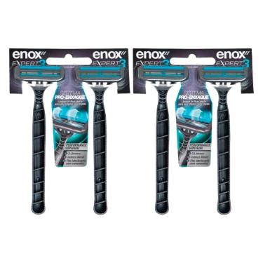 Imagem de Kit 4 Aparelho De Barbear Descartável Barbeador 3 Lâminas Enox Expert