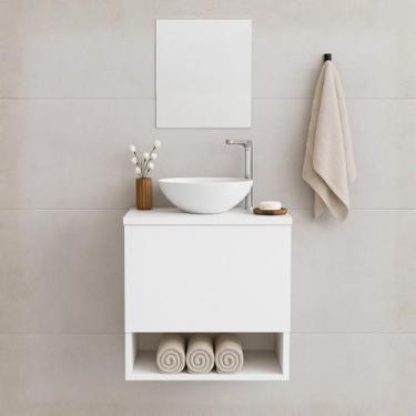 Imagem de Gabinete De Banheiro Completo Com Cuba E Espelho Armário Suspenso 40cm