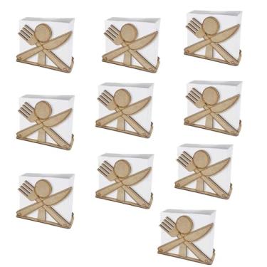 Imagem de Kit Porta Guardanapos MDF Temático Tema Talheres Eventos Chá de Cozinha Festas Restaurantes Lembrancinhas (10, CRU)