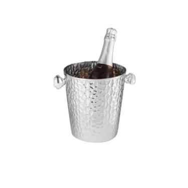 Imagem de Balde de gelo de aço inoxidável bicamada preservação do calor isolamento frio bonito KTV champanhe vinho tinto cerveja gelo bloco de gelo balde comercial (prata)