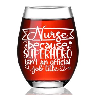 Imagem de Presentes engraçados de agradecimento para enfermeiras, profissionais de saúde, RN, estudantes de enfermagem, enfermeira porque o super-herói não é um título de trabalho oficial taça de vinho sem