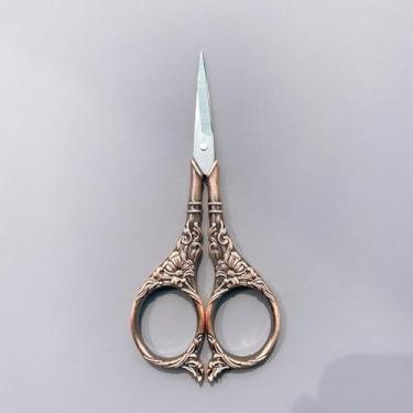 Imagem de 1 tesoura vintage de costura europeia, vintage, bordada, retrô, costureira, tesoura, ferramenta de tecido, tesoura de alfaiate (cobre vermelho)