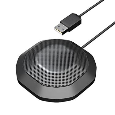 Imagem de Microfone de conferência USB portátil Condensador omnidirecional 360 ° Microfone para PC com toque mudo Plug and Play Compatível com Windows MacOS para PC Laptop Videoconferência Bate-papo Gravação d