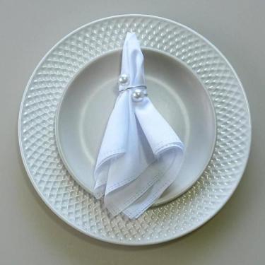 Imagem de Kit 2 Pçs Anel para Guardanapo 2 Lugares Pérola Duas Voltas 4,5x4,5cm 