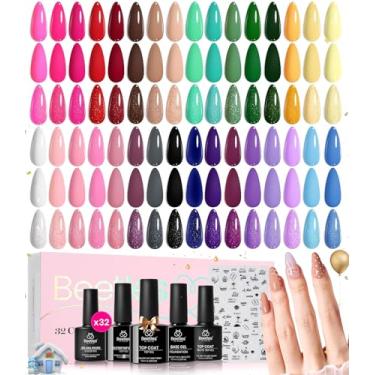 Imagem de beetles Gel Polish Conjunto De Esmaltes Em Para Todas As Estações, Kit Unhas Neon Preto, Branco, Vermelho, Azul, Nude, Verde, Roxo, Laranja, 32 Cores Com Base Brilhante, Fosco E Glitter, Presentes M