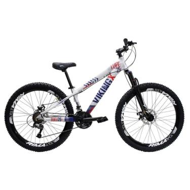 Imagem de Bicicleta Aro 26 Bike Vikingx Freeride 21v Freio A Disco Prata Azul