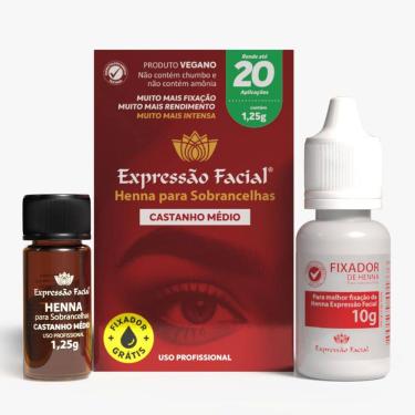 Imagem de Henna para Sobrancelhas Expressão Facial Slim Castanho Médio com 1,25g