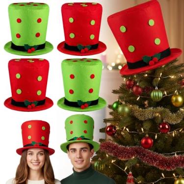 Imagem de Berlune 4 Pack Christmas Santa Hats Top with Glitter & Red and Green Color Dot Adult Funny Novelty Party Hats Felt Material Xmas Costume Accessories for Holiday Party Decorations