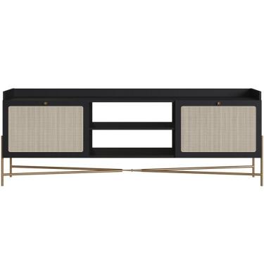 Imagem de Rack Para Sala De Estar Tv 65 Pol 183cm Industrial Indy A03 Nero Dourado